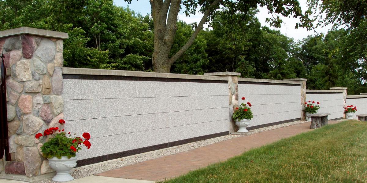 columbarium east garden wall at natural burial cemetery