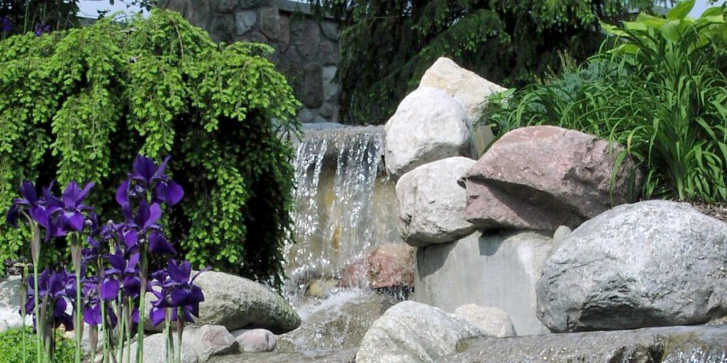waterfall at green burial site