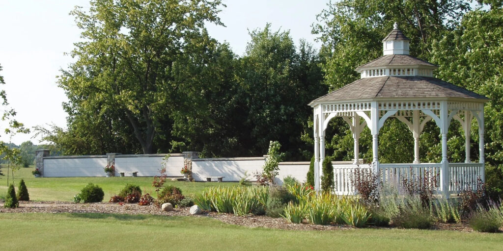columbarium and gazebo at green burial site