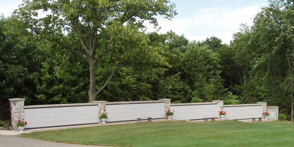 garden wall columbarium at green burial cemetery